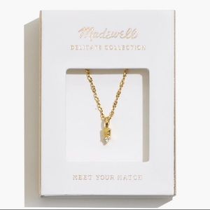 NEW IN BOX Madewell Demi-Fine Dainty White Topaz Chain Necklace